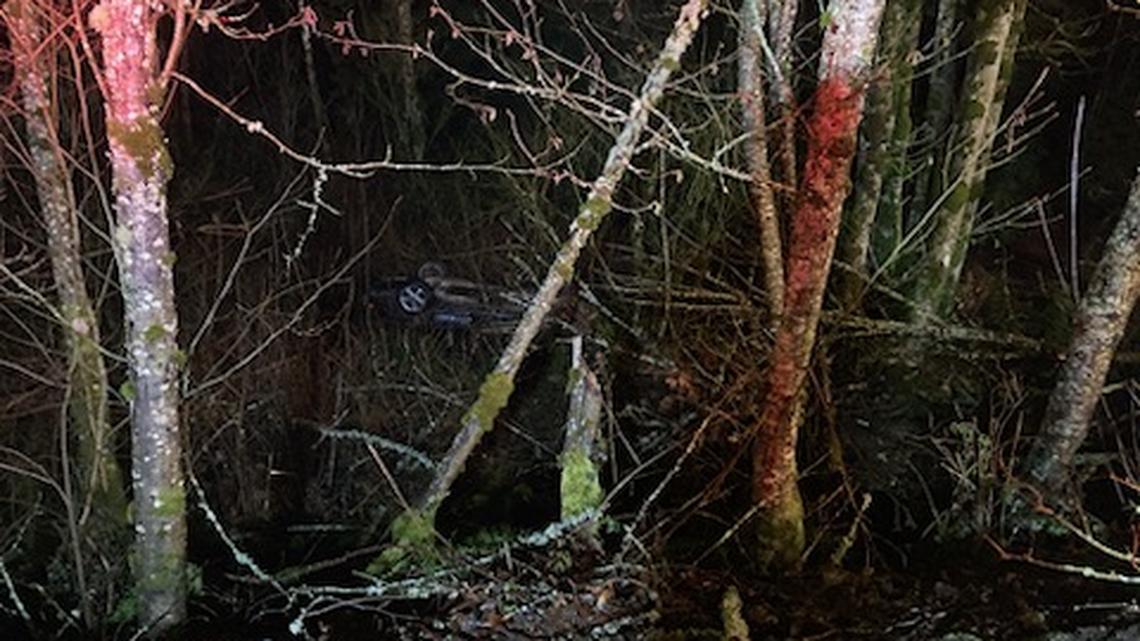 A man was found trapped inside his vehicle Feb. 12 after driving it down an embankment near Woodinville, Washington, fire officials said.