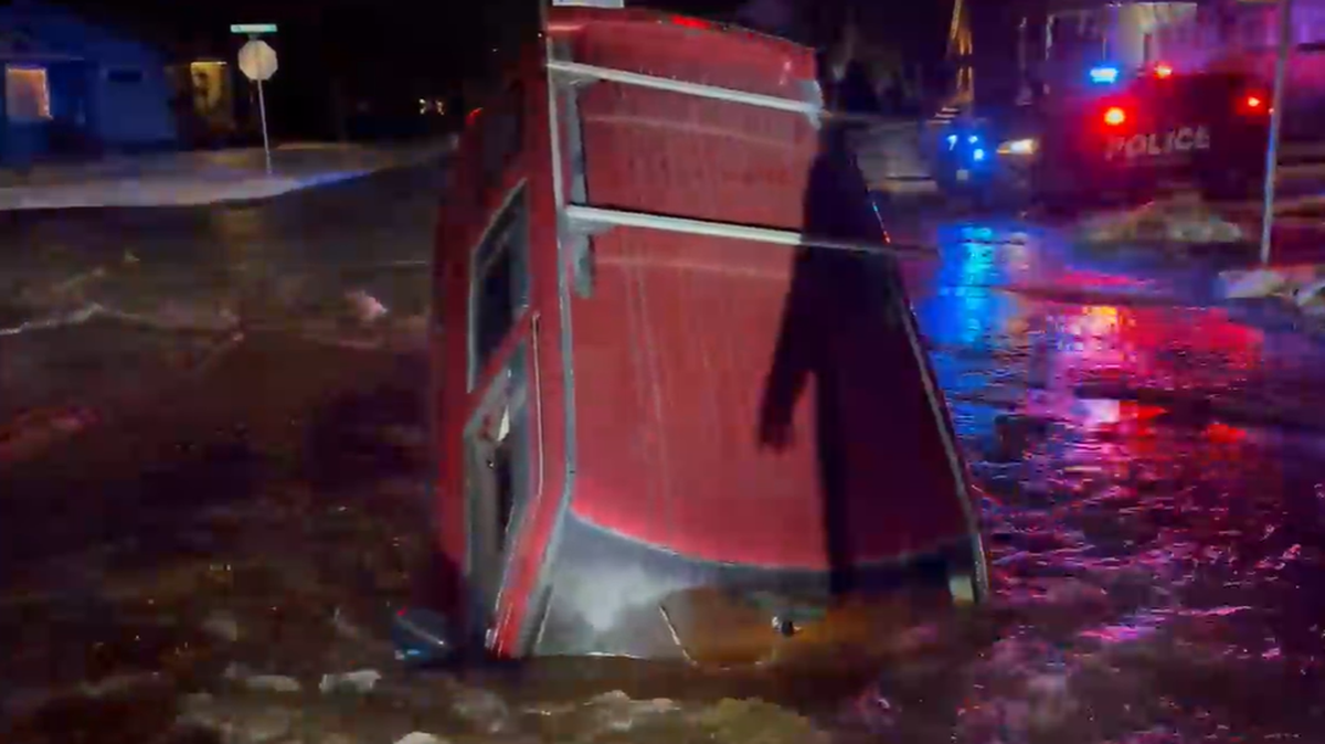 A couple drove into a 4-foot deep sinkhole that formed in a roadway Jan. 20 in Vancouver, Washington, after a water main line broke, officials said. They had to crawl out of their SUV.