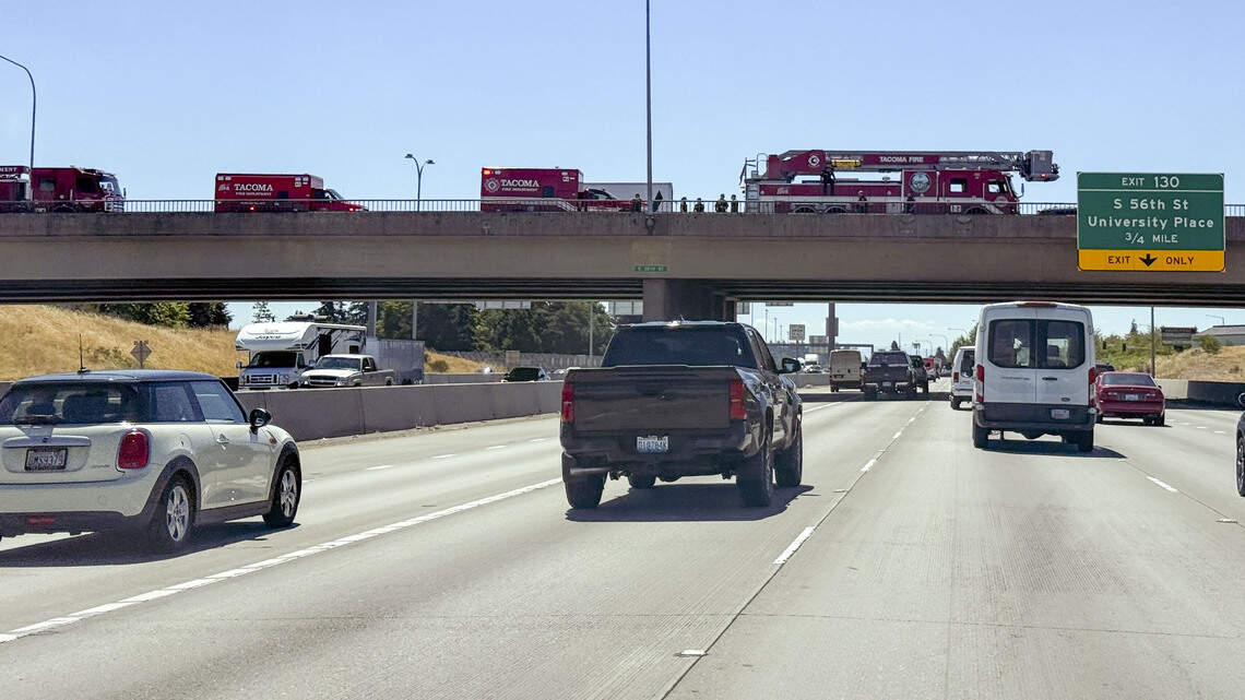 Here’s why all those fire trucks are on I-5 overpasses in the Tacoma area