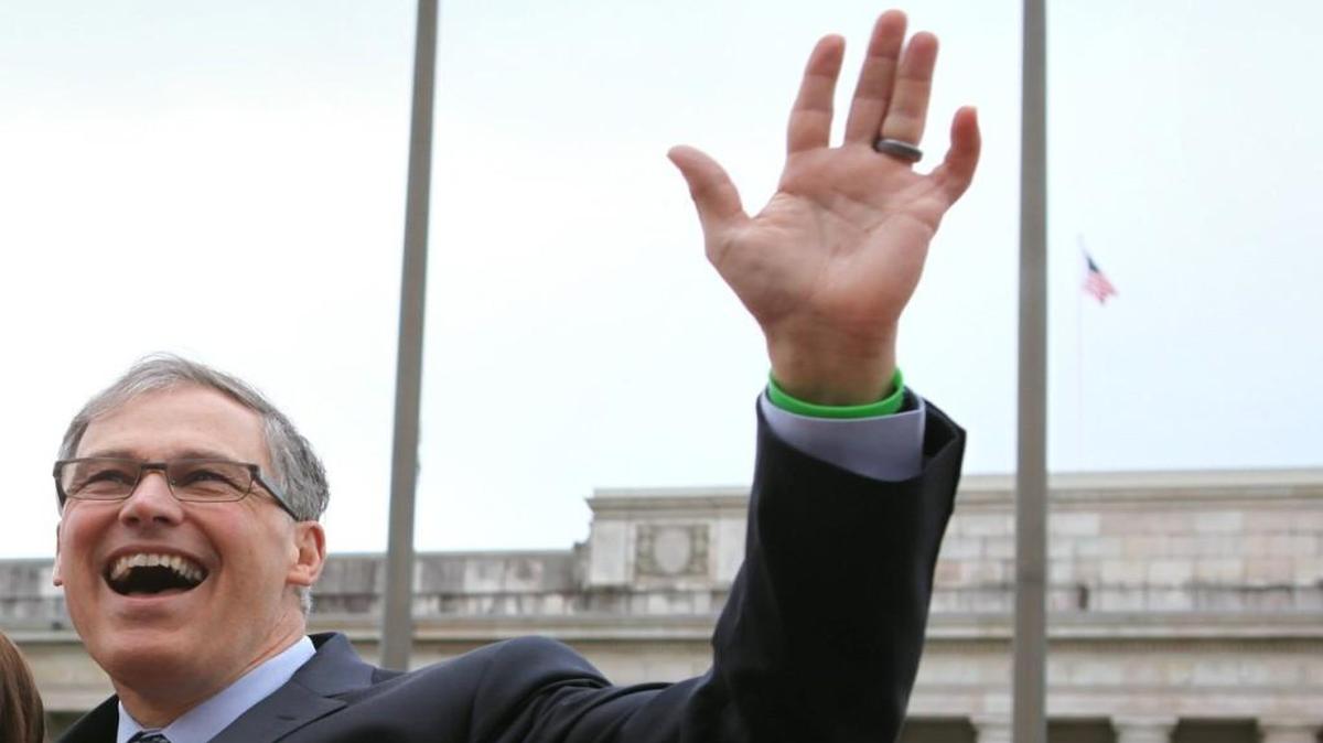 Gov. Jay Inslee, the state’s chief high-fivin’ white guy, is one of many running for election in Washington state this year.