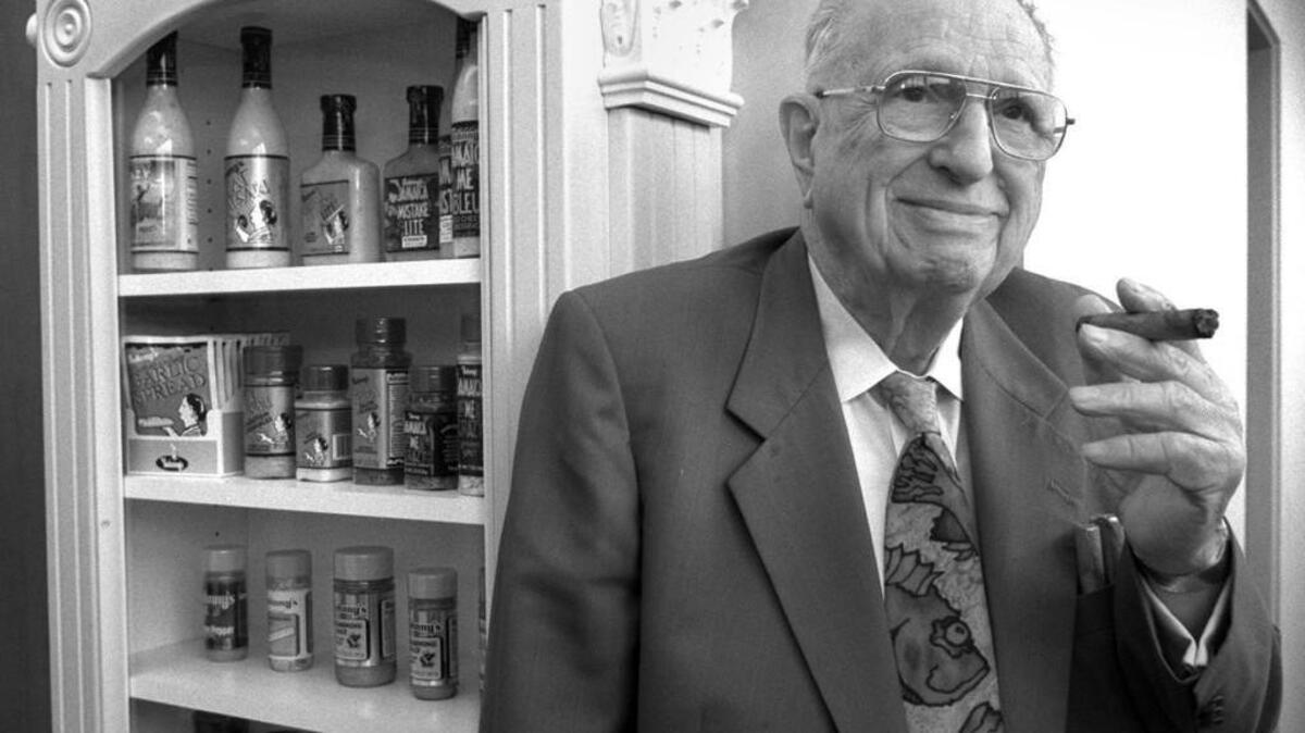 Johnny Meaker, founder of Johnny’s Fine Foods and Johnny’s Dock, was 92 when this photo was taken and he still tended to business everyday at the seasoning company he started in 1956, Johnny's Enterprises, Inc. The cigar was often in his hand.
