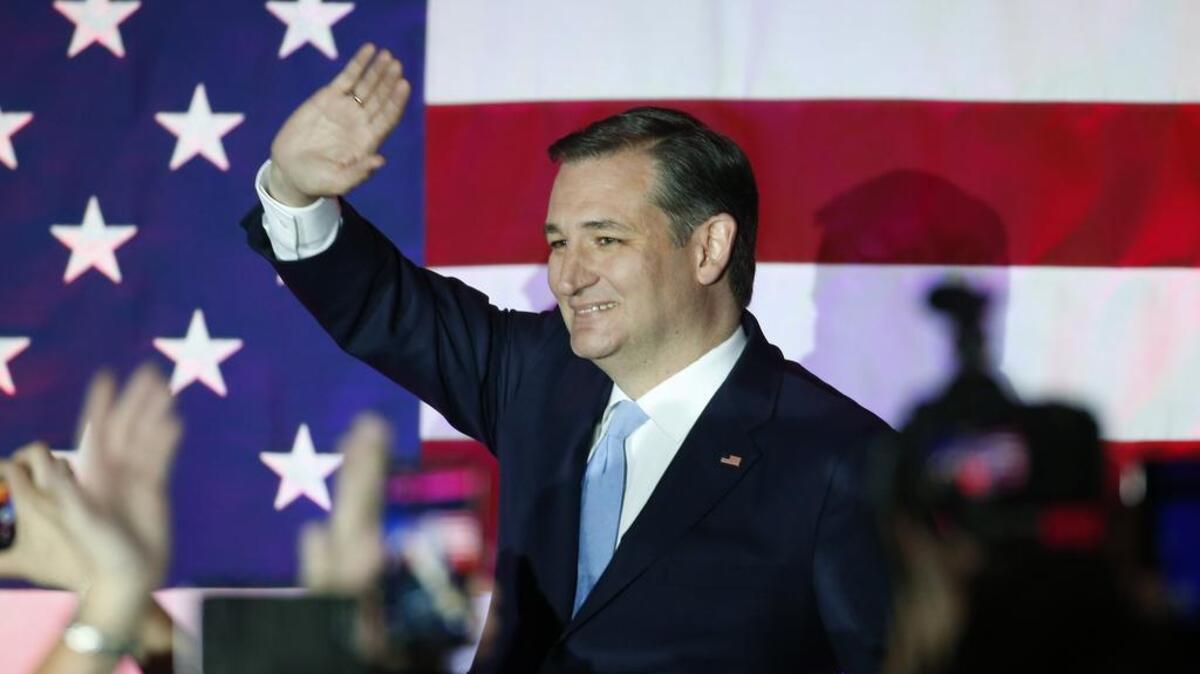 Republican presidential candidate Sen. Ted Cruz, R-Texas, waves at a primary night campaign event, Tuesday in Milwaukee, Wisconsin.