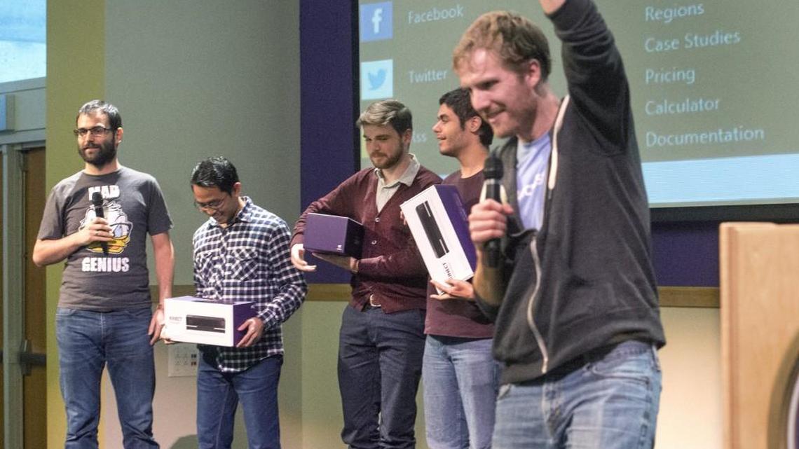 Microsoft tech evangelist Jeremy Foster raises a fist in solidarity after concluding a 2014 workshop for computer science, engineering and IT students at the University of Washington Tacoma. The UWT’s high-demand programs are an asset for Tacoma heading into the future.