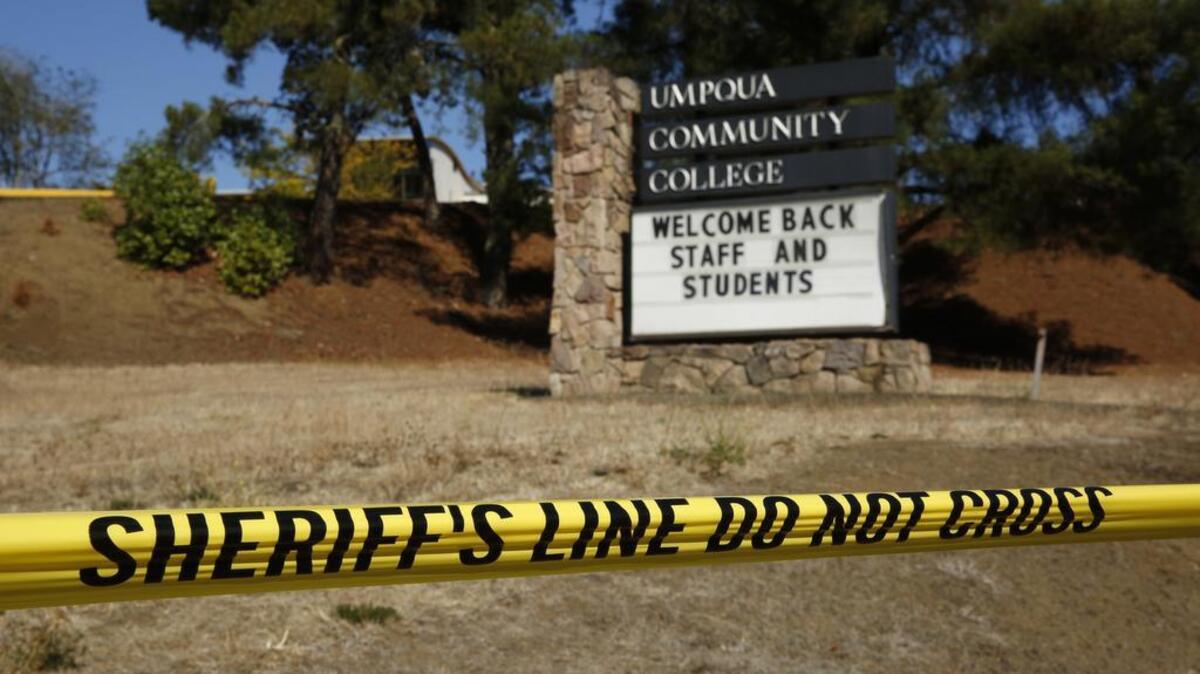 
A sign welcomes students back Monday to Umpqua Community College in Roseburg, Oregon. 
