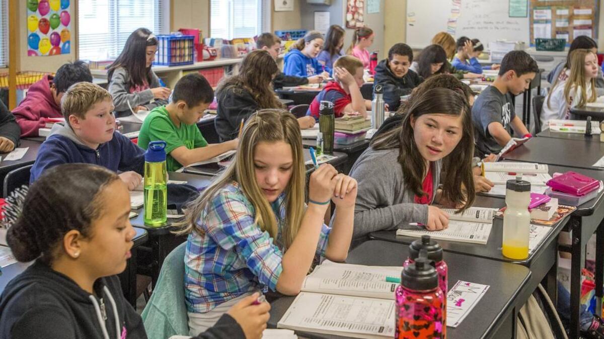 
Thirty-four sixth-graders were crammed into a small portable in January at Puyallup School District's Zeiger Elementary School in South Hill. 


