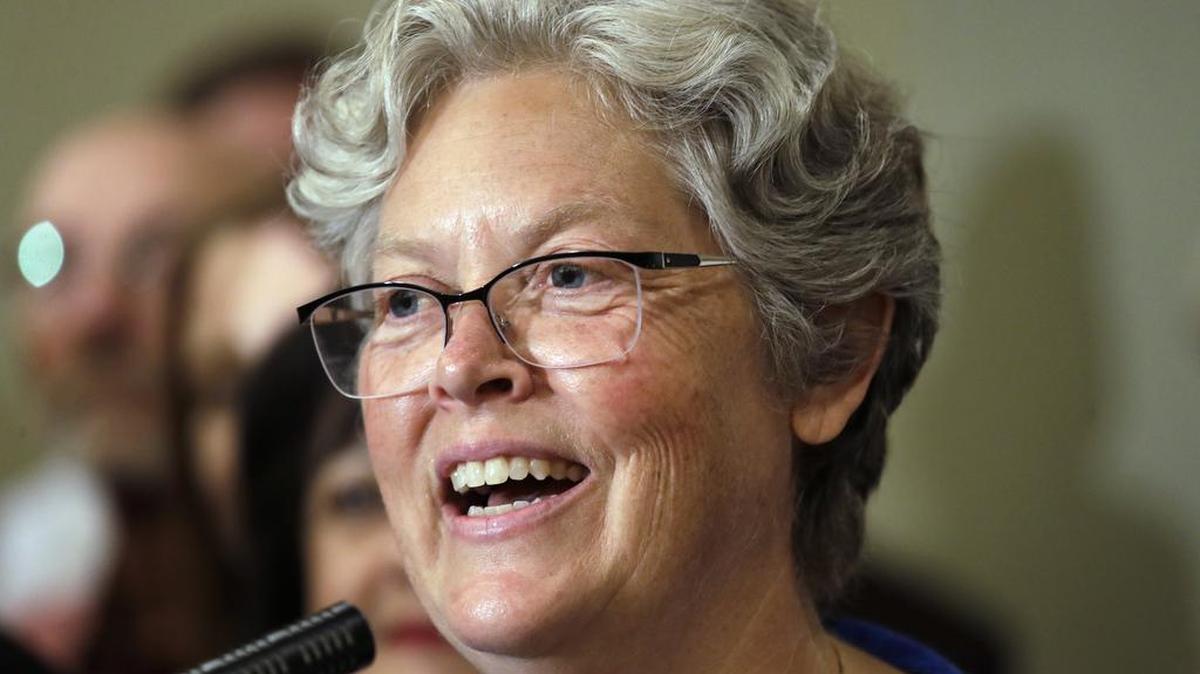 State Rep. Laurie Jinkins, D-Tacoma, addresses a news conference on July 31 following a caucus meeting and vote by Democrats choosing her as Washington state's next speaker of the House.