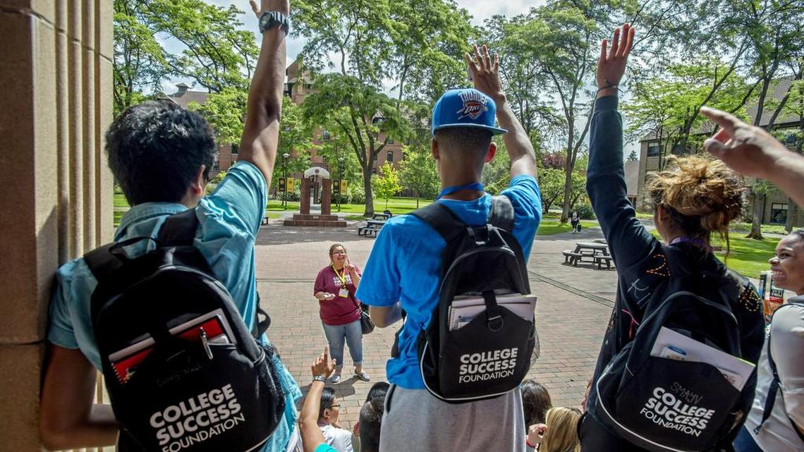 Students from Mount Tahoma High School visit Pacific Lutheran University in June 2014 as part of an event in which the College Success Foundation brought promising low-income students from 17 area high schools to PLU to have them experience what it's like to be in college.