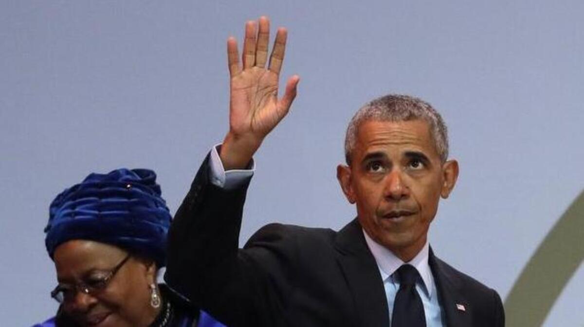 Former U.S. President Barack Obama, waves as he leaves the stage after delivering his speech at the 16th Annual Nelson Mandela Lecture at the Wanderers Stadium in Johannesburg, South Africa, Tuesday, July 17, 2018. In his highest-profile speech since leaving office, Obama urged people around the world to respect human rights and other values under threat in an address marking the 100th anniversary of anti-apartheid leader Nelson Mandela’s birth. (AP Photo/Themba Hadebe)