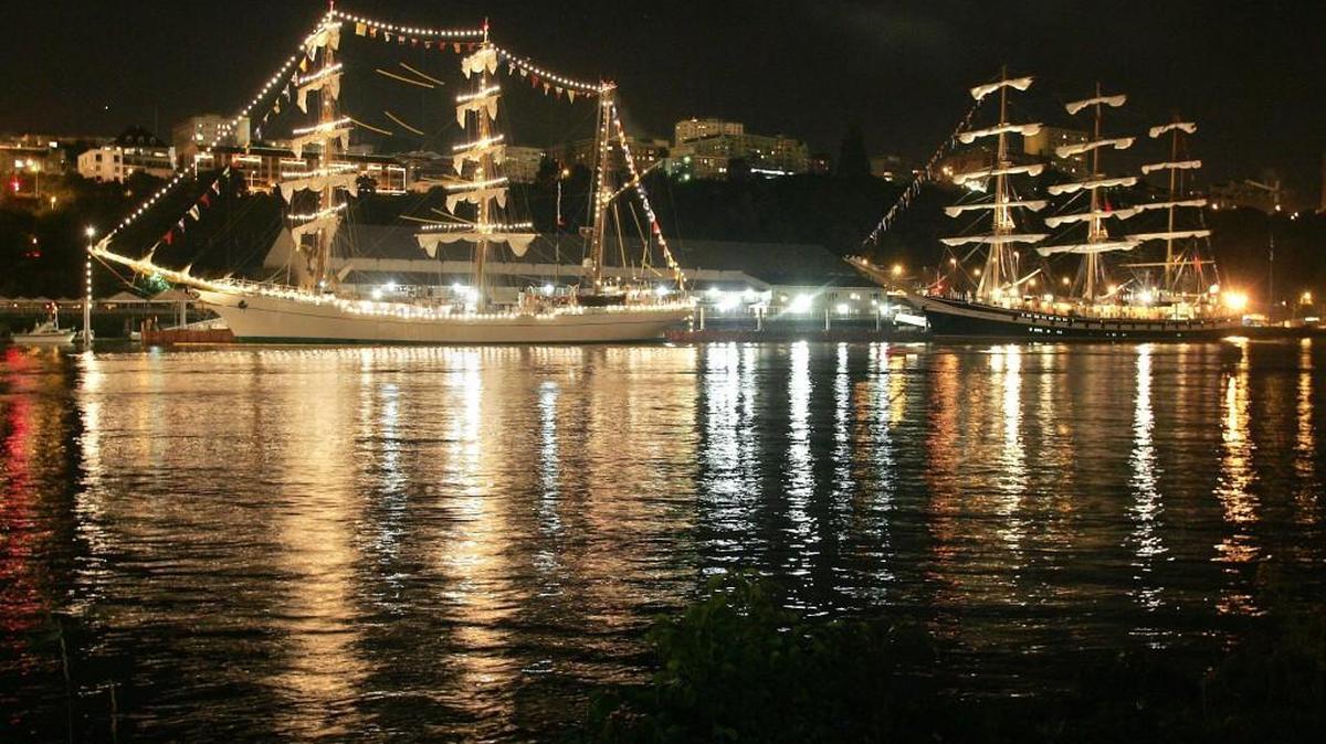 The tall ships Cuauhtemoc and Pallada were all lit up along the Thea Foss Waterway on July 4, 2005, during the inaugural Tall Ships Festival. Stan Selden was a ringleader of the event.