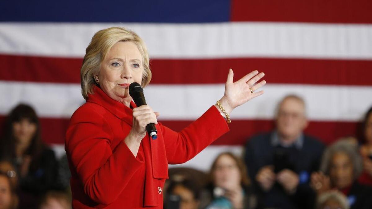 Democratic presidential candidate Hillary Clinton speaks during a rally Feb. 14 in Las Vegas, Nevada.