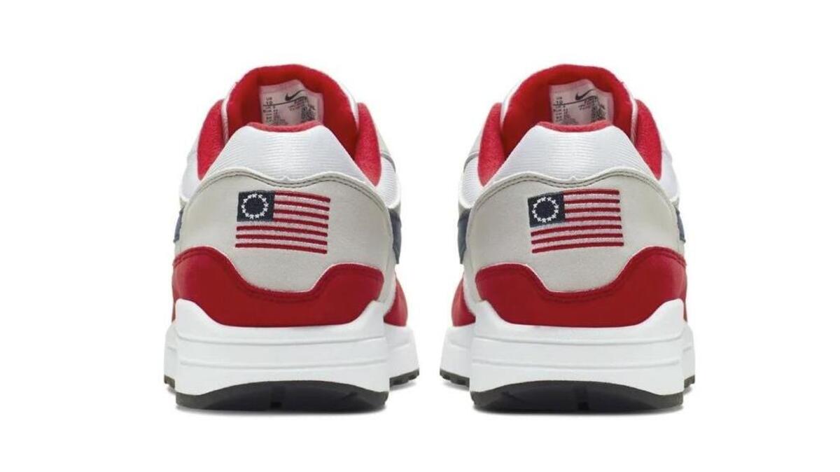 Oregon-based Nike is pulling the flag-themed Air Max 1 shoe, featuring 13 white stars in a circle, based on the Betsy Ross flag, after former NFL quarterback Colin Kaepernick complained to the shoemaker for its connection to a less-enlightened era.