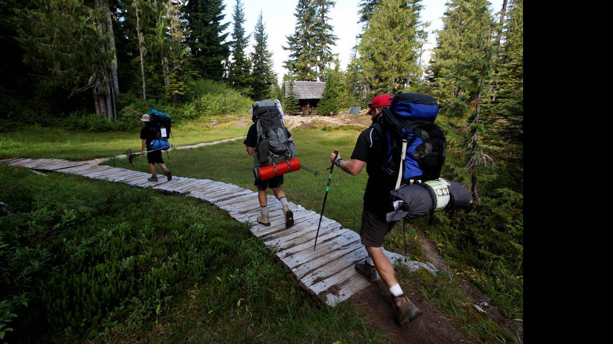
A small section of boardwalk trail leads to the ranger station at Golden Lakes. 
