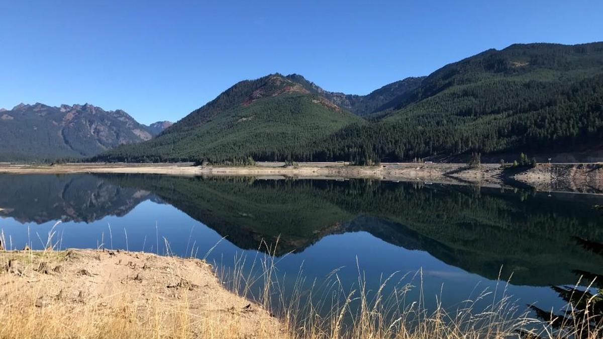 A view of some Snoqualmie Pass peaks from the John Wayne Trail in Iron Horse State Park on Tuesday morning. Access to state parks will be free for 12 days in 2018, the Washington State Parks and Recreation Commission announced earlier this week.