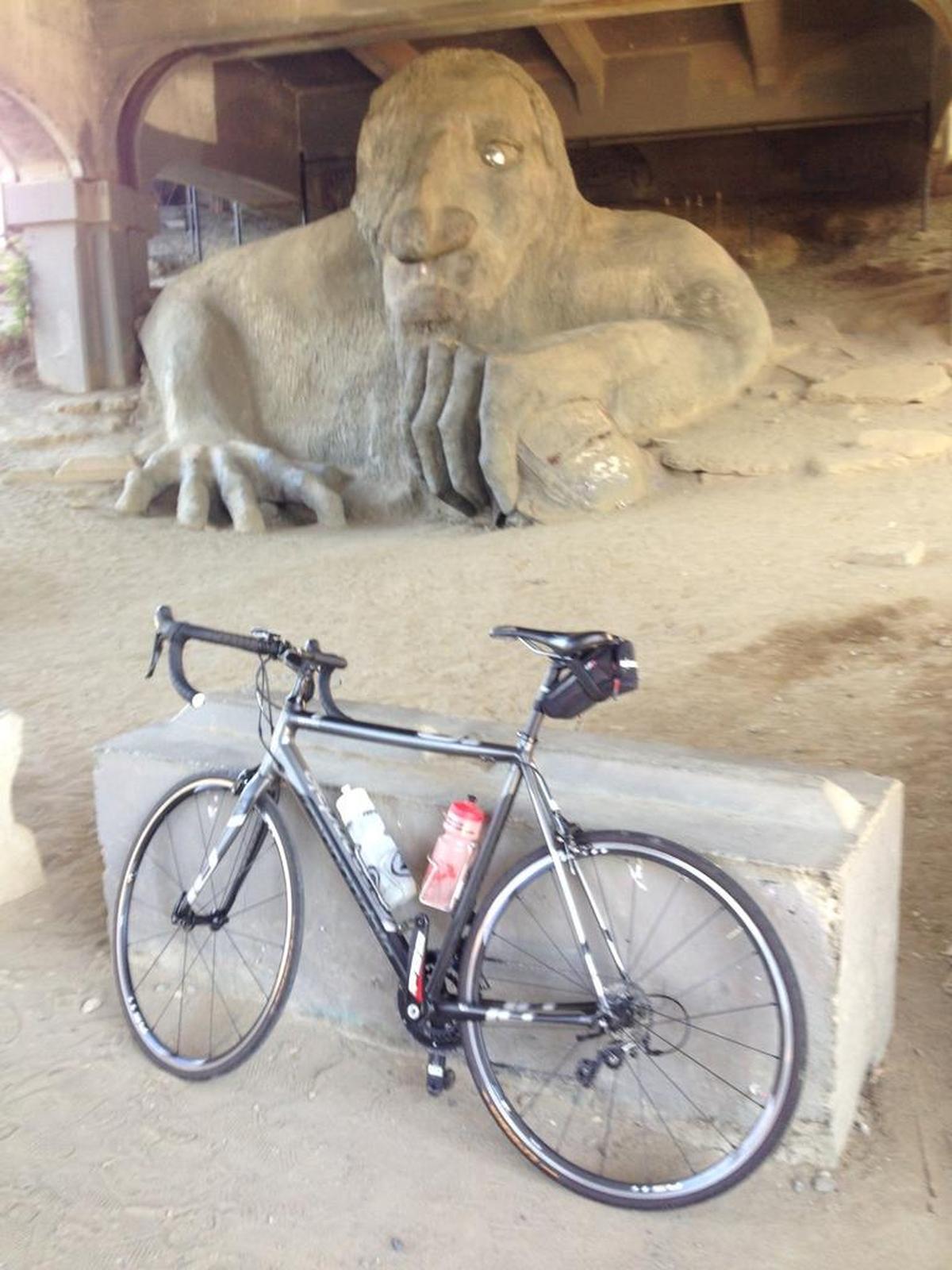The Fremont Troll is a short uphill side trip for Burke-Gilman trail users.