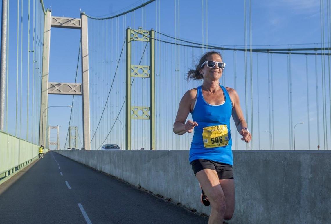 Kate Landau won female division of the Tacoma City Marathon on May 1, 2016.
