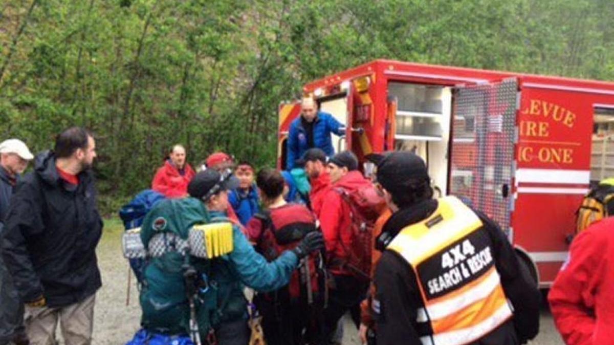 More than 40 search and rescue volunteers were needed to evacuate an injured hiker from the Alpine Lakes Wilderness near Mason Lake on Sunday morning.