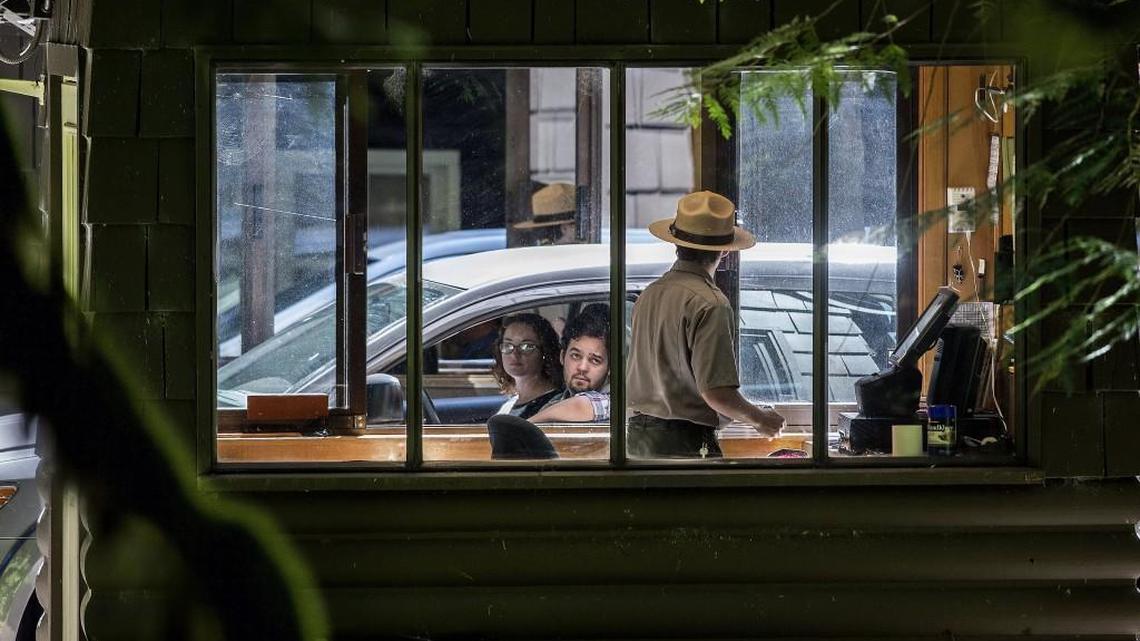 Some tired and frustrated visitors greeted park rangers manning the admission booths Saturday 08/0616 after enduring an almost 2 mile long traffic back up that stretched from the Nisqually Entrance of Mount Rainier National Park past the Alexander's Lodge & Restaurant in Ashford. Backups have reached three miles long or more as the gateway communities around the park expressed concern about the traffic problem because it is a nusance and a potential safety issue. Park administration say they recognize the problem and says finding a solution is a priority, but admits it does not have a plan.