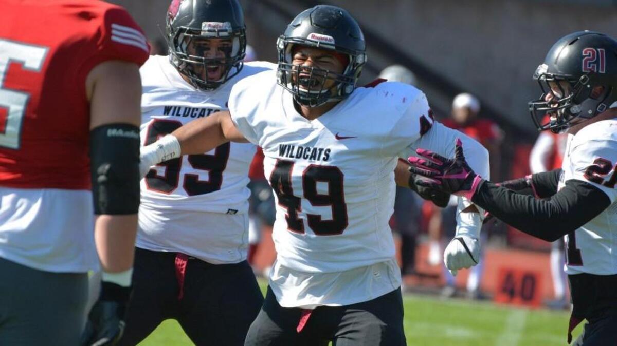 Billy Greer of Tacoma and Bo Banner of Bellingham lead Central Washington University’s record-setting pass rush.