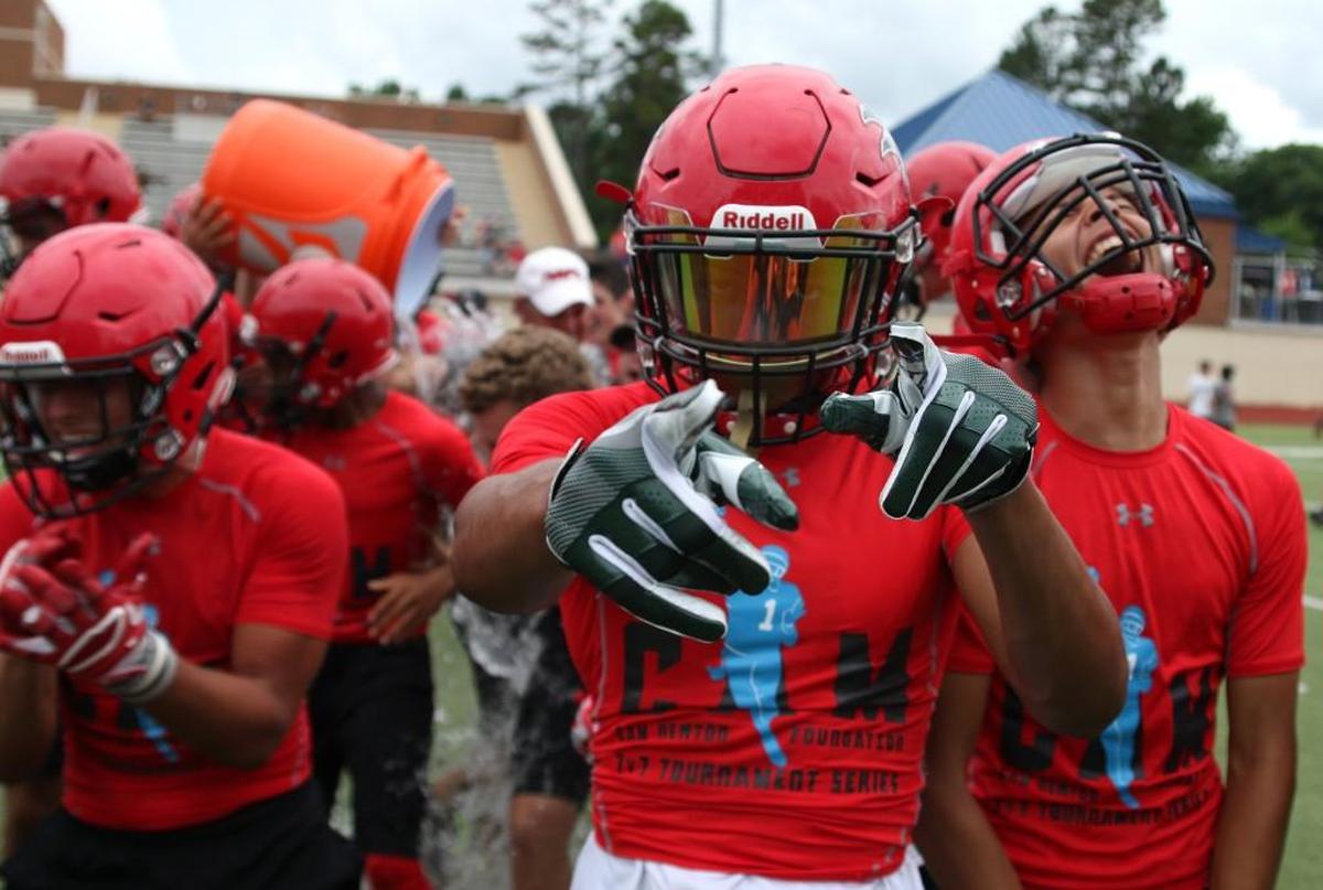 Nations Ford High School celebrates after winning the Cam Newton Foundation Charlotte 7 on 7 championship on Saturday afternoon at Providence Day School. But what are the benefits of 7-on-7 football? A couple of local college recruiters said they don’t recruit from select football. High school coaches say they have to get rid of bad habits players develop and that they worry it is a breeding ground for kids to be pressured to transfer to a different school.