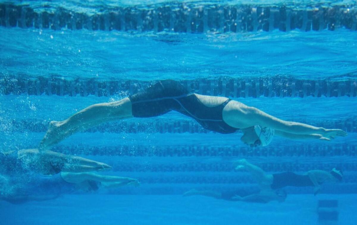 Mt. Vernon's Emma Frey competes in the 200-yard individual medley event at the 4A girls state swim and dive championships at the King County Aquatics Center in Federal Way, Wash., on Saturday, Nov. 11, 2017.