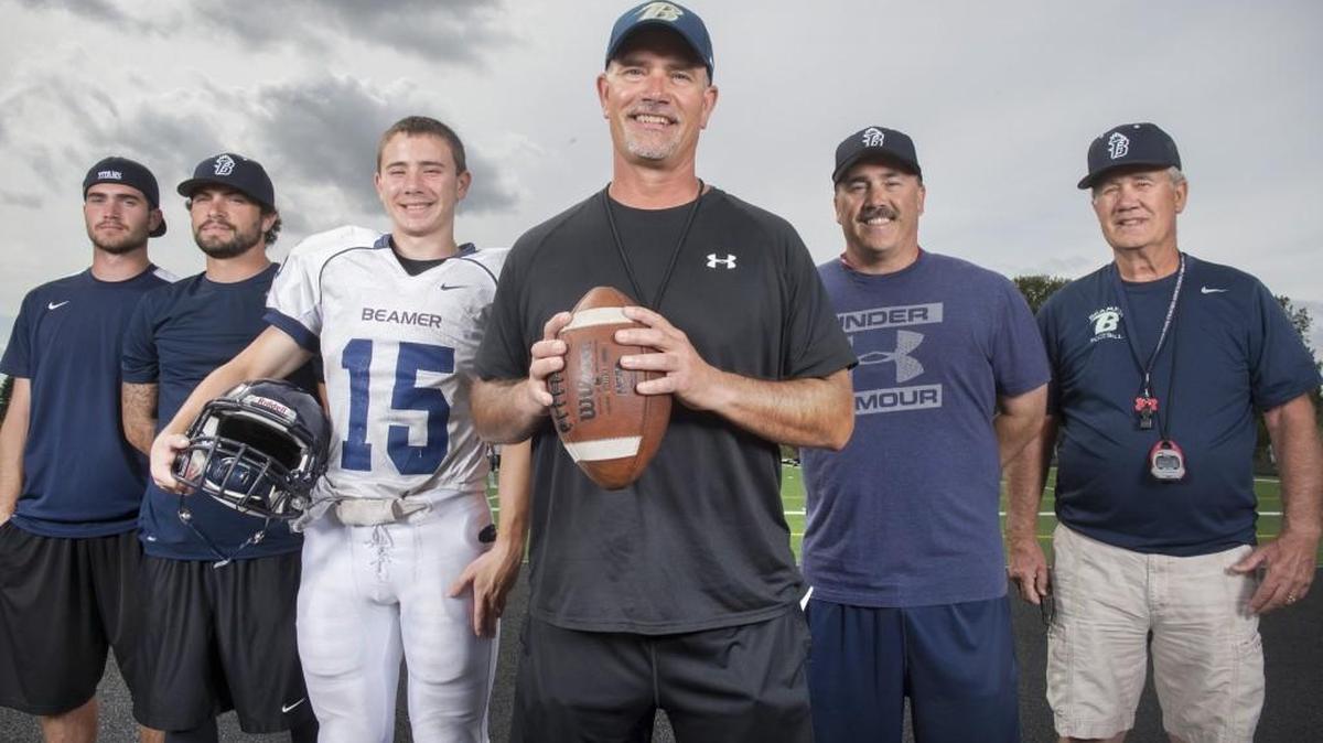 Todd Beamer head coach Darren McKay (center) is flanked by (from left) his sons Carter McKay and Spencer McKay, nephew Colin McKay, brother Shawn McKay and dad Mike McKay.
