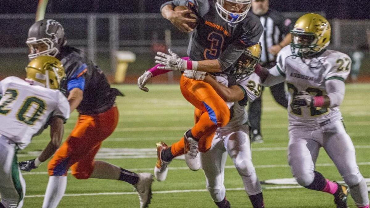 Talan Alfrey of Auburn Mountainview was picked as the NPSL Olympic Division all-purpose player of the year in 2016 and was an All-Area selection by The News Tribune. The BYU commit threw for 924 yards and rushed for another 482.