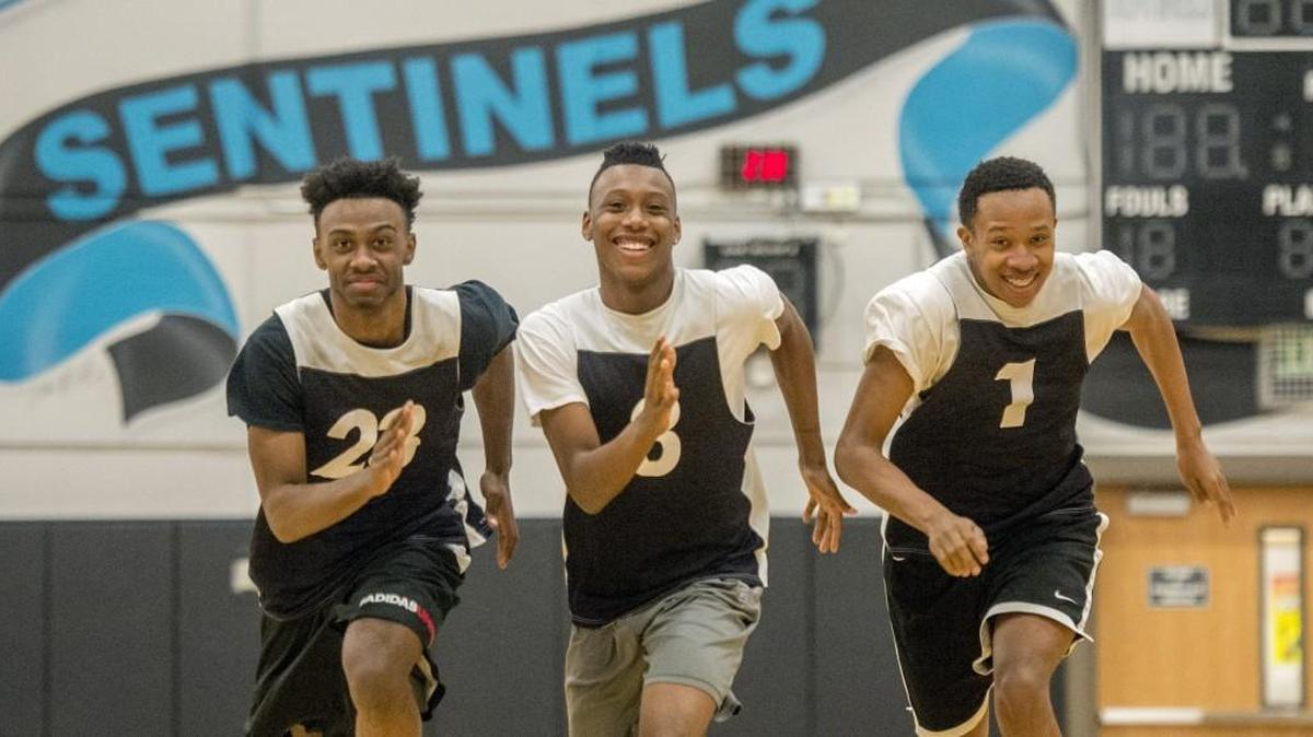 Spanaway Lake relies on its athletic backcourt of, from left, 6-foot-3 Jordan Garner (averaging 15 points per game), 6-3 Divante Moffitt (averaging 18 points per game) and 6-4 Isaiah Turner (averaging 12.5 points per game) to push the pace and fill up a highlight reel.