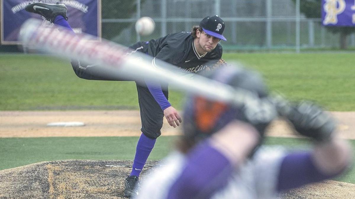 The Puyallup Vikings boys baseball team Puyallup took big step toward clinching the league title with a 8-6 win against Sumner Wednesday 4/19/17 at Heritage Park Recreation Center in Puyallup. Puyallup starter Michael Spellacy kept the Sumner Spartans in check leaving with a 8-2 lead but the Spartans rallied to make it close 8-6 in the bottom of the 7th inning.