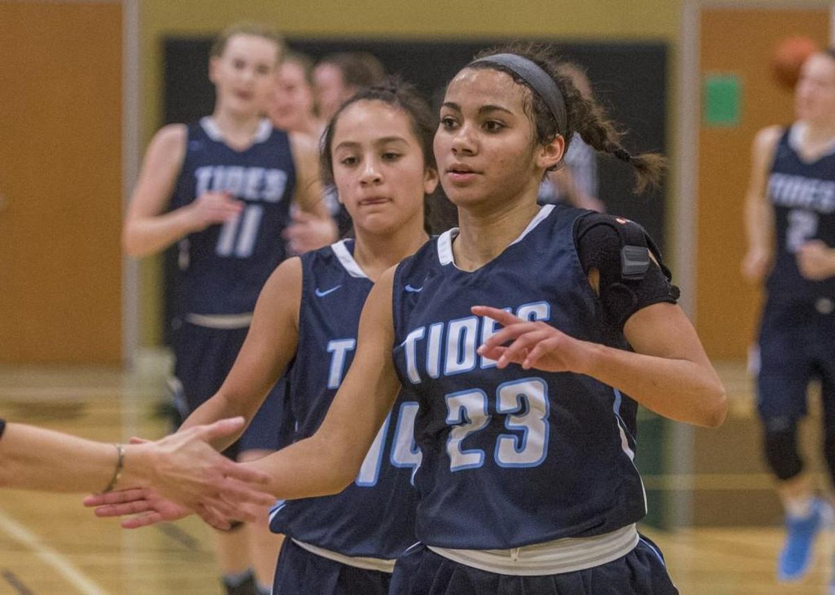 Sydney Langworthy of Gig Harbor leaves the court after a girls basketball game at Timberline, January 26, 2018. Gig Harbor beat Timberline 62-46.