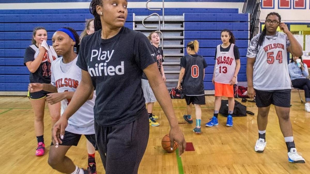 Kiki Knox, third from left, has stepped up to lead the Wilson girls basketball team after leading scorer Josie Matz injured her knee late in January. Knox has averaged 24 points in the three games since Matz’s injury.
