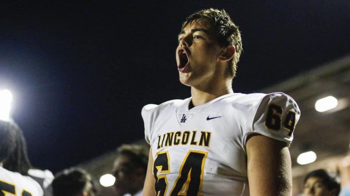 Jadon Fett gets hyped before the game. Bonney Lake played Lincoln in a football game at Sunset Stadium in Sumner, Wash., on Friday, Oct. 20, 2017.