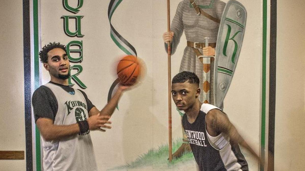 Kentwood High School guards Darius LuBom left, and Rayvaughn Bolton helped lead Kentwood to the 4A state title game last year and might be the best guard combination in the 4A classification.