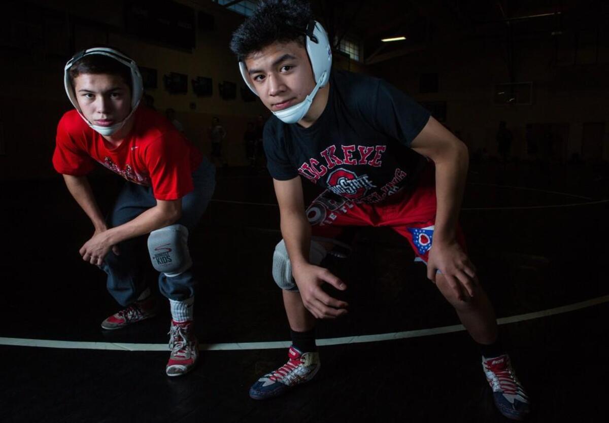 Bonney Lake’s Brandon Kaylor, left, is the No. 7 ranked wrestler at his weight class in the nation going for a 3rd consecutive state title. Brenden Chaowanapibool, right, is a two-time All American.