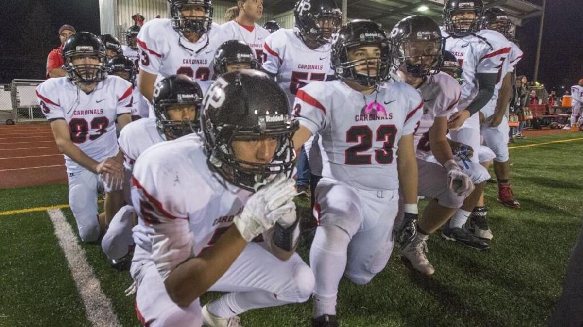Franklin Pierce and linebacker Jayman Stokes (6) get another shot at West Valley of Spokane when they head across the mountains for Saturday’s 2A state playoff game.