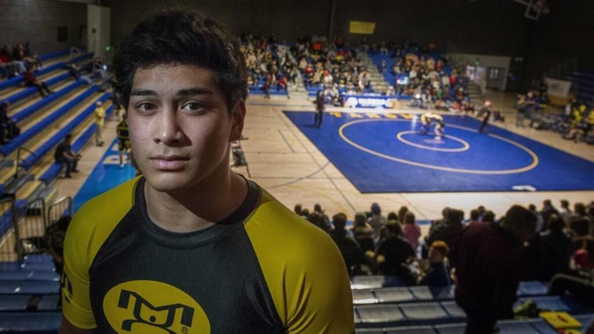 Tahoma’s wrestler, Kione Gill before the Who’s No. 1 high school wrestling tournament held at Tahoma High School in Maple Valley, December 27, 2017.