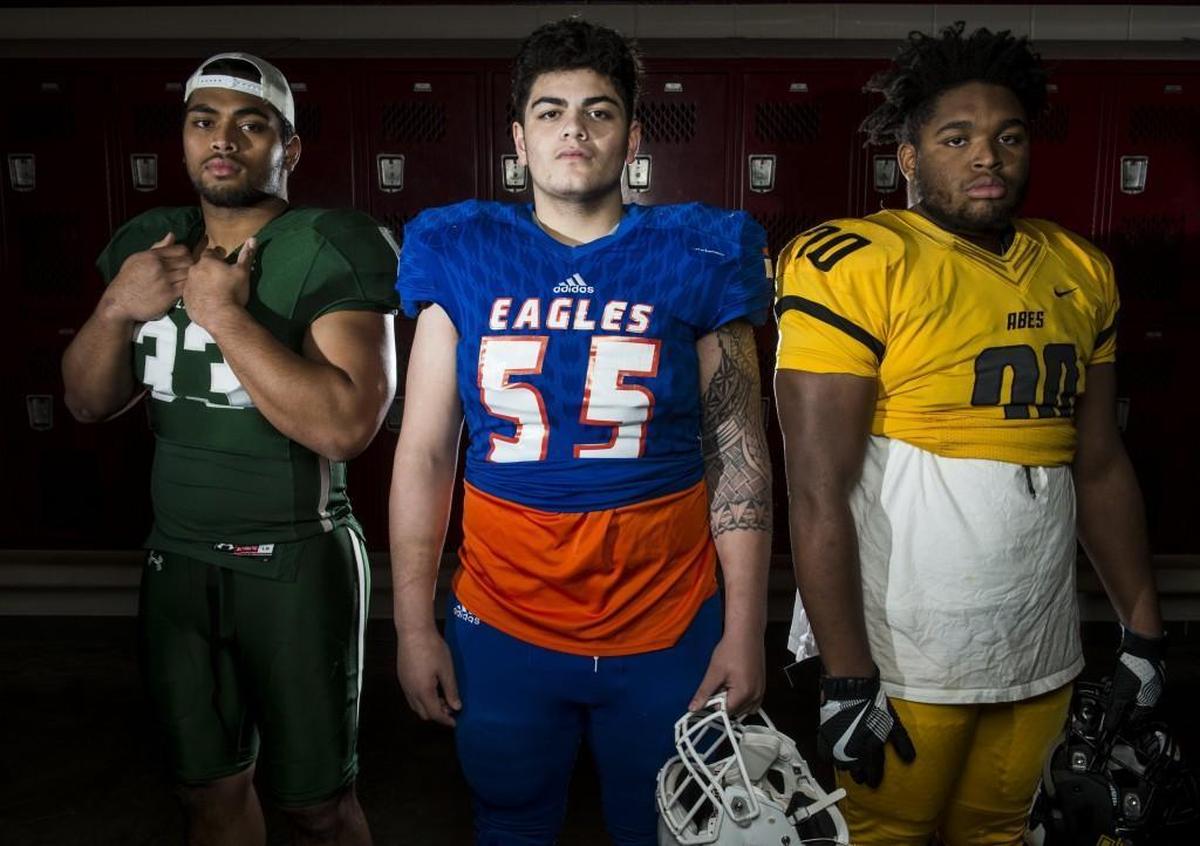 The first team defensive line includes Emerald Ridge’s Mosiah Liu, Graham-Kapowsin’s Ethan Porter, and Lincoln’s Giovonni White.