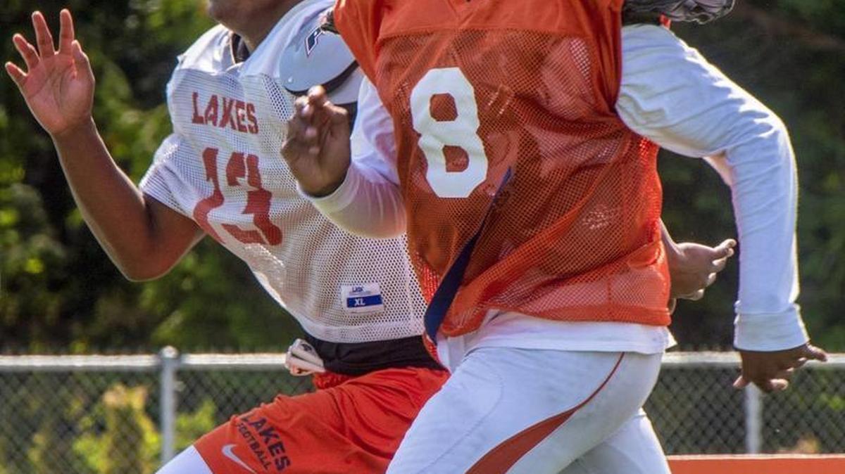 
Maika Magalei, left, and his cousin Jaiave Magalei are key players for the Lakes High School football team. Maika is an outside linebacker and wide receiver, and Jaiave is the quarterback.
