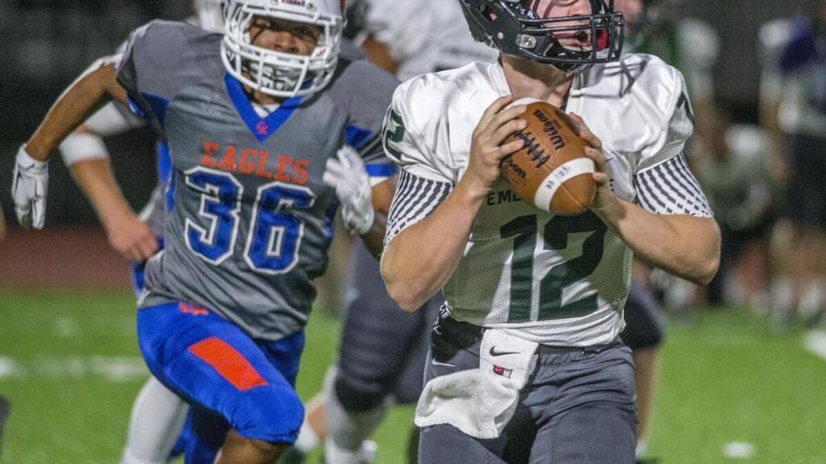 
Emerald Ridge quarterback Logan Skoda suffered a high-ankle sprain in a 56-0 loss to Graham-Kapowsin on Friday but might not miss any playing time.
