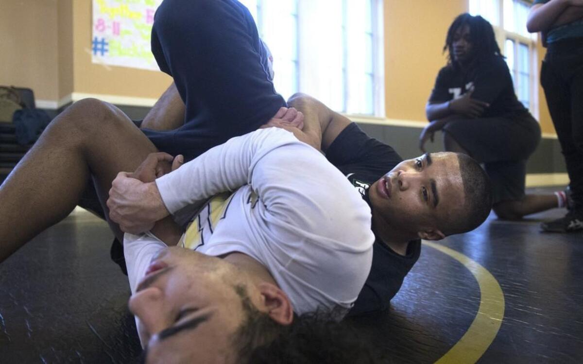 Lincoln senior J.J. Dixon - the defending state champion at 182 pounds - is the top-ranked wrestler at 195 pounds in 2018. He is shown during wrestling practice at Lincoln High School in Tacoma on Tuesday, Jan. 30, 2018.