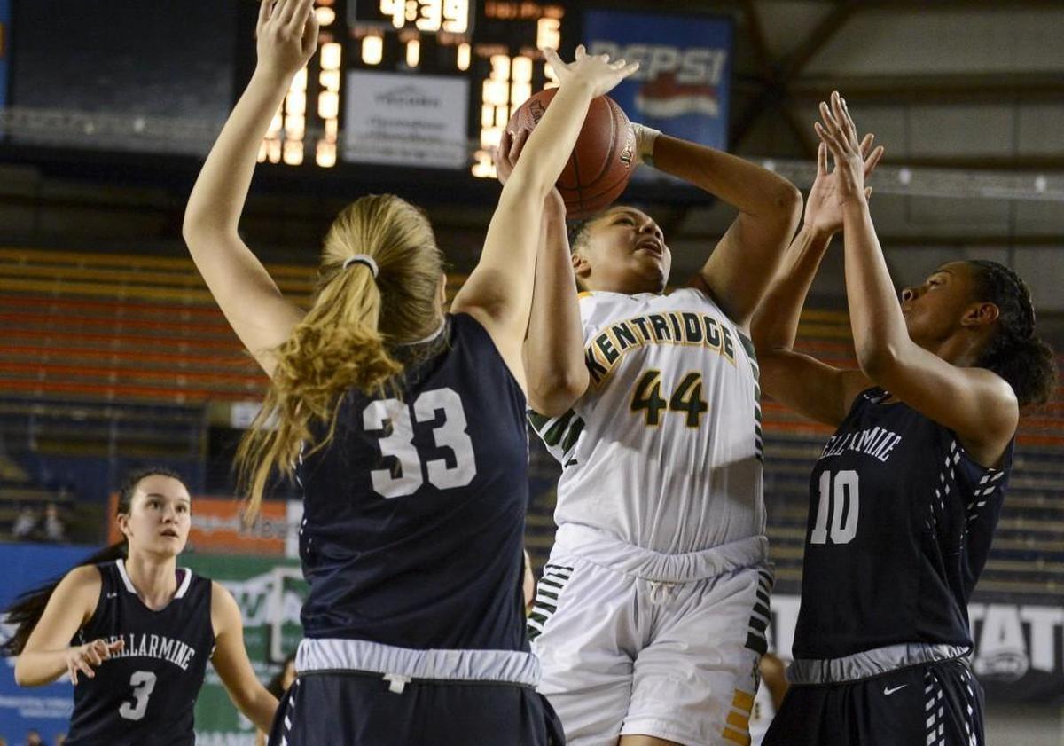 Kentridge's JaQuaya Miller (44) was selected as the 4A NPSL Cascade MVP for the second consecutive season.
