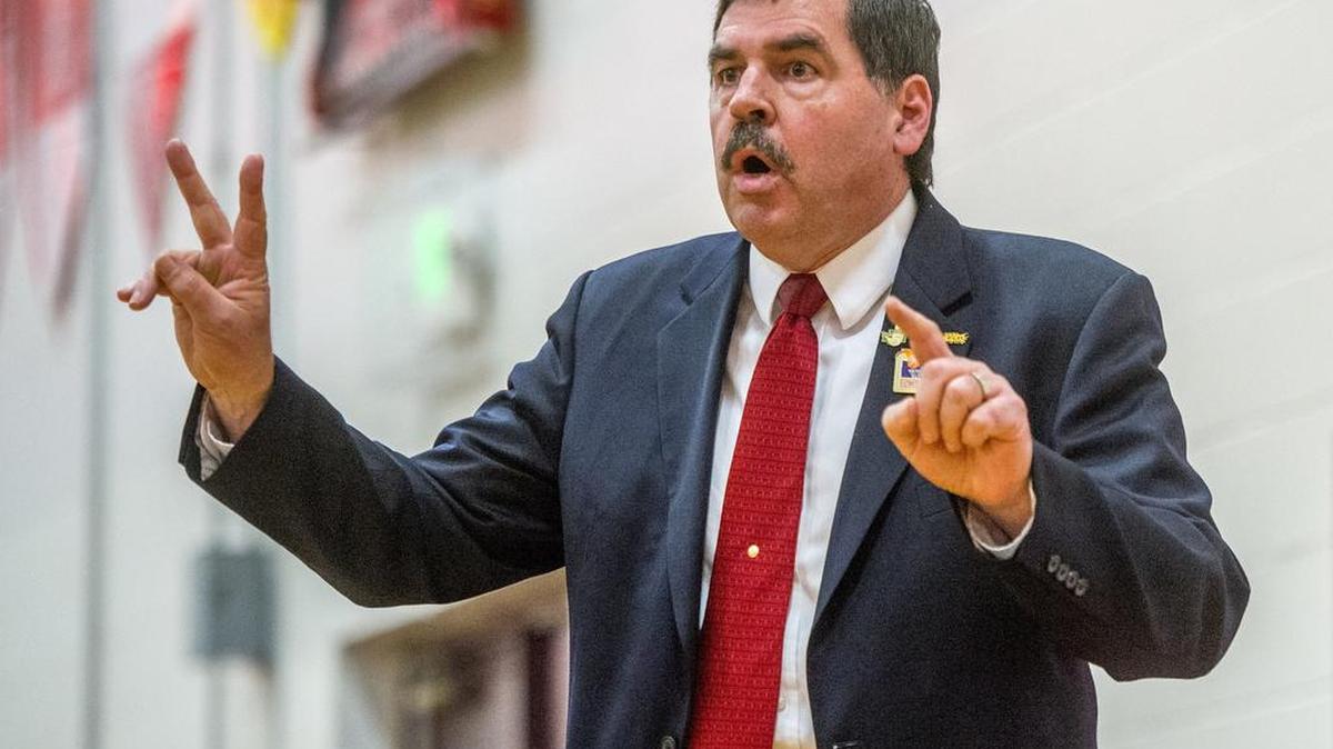 Coach Gary Wusterbarth of Steilacoom High in a boys basketball game at Steilacoom, January 5, 2016.