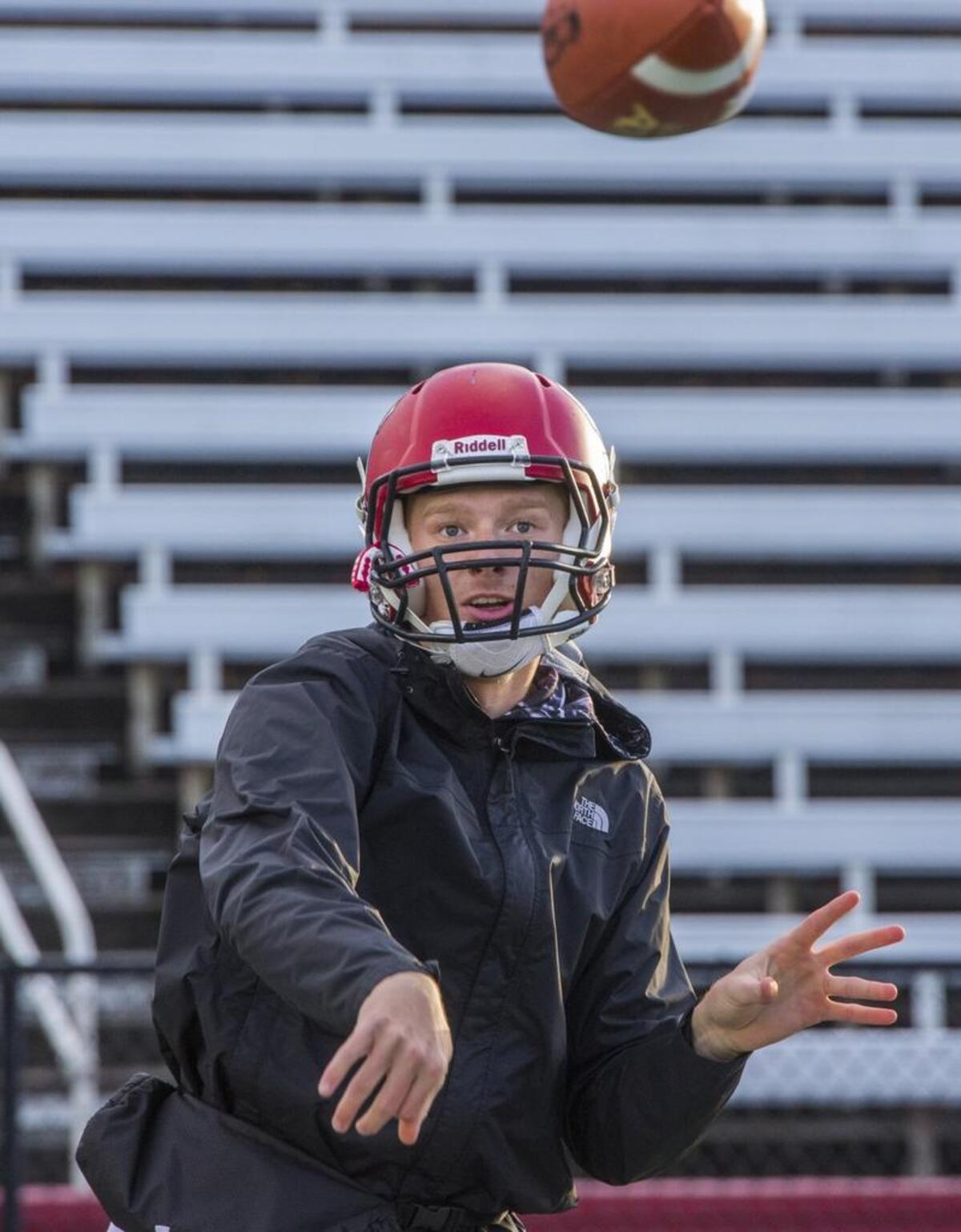 Quaerterback JJ Lemming of the Steilacoom Sentinels football team in practice. November 15, 2017