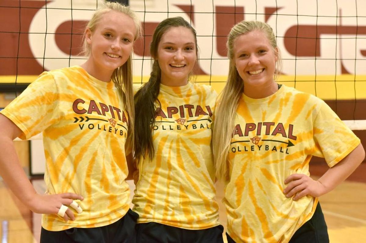 Maia Nichols,Tia Grow and Elise Meath (left-right) all were selected to the 3A all-state volleyball team, with Nichols earning co-player of the year.