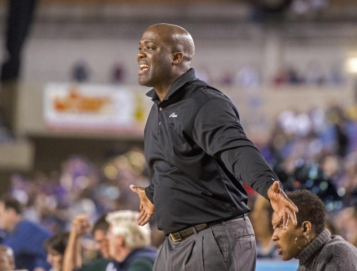 Head coach Corey Alexander of Todd Beamer in a girls basketball game at the WIAA state 4A championships in the Tacoma Dome, March 3, 2016.