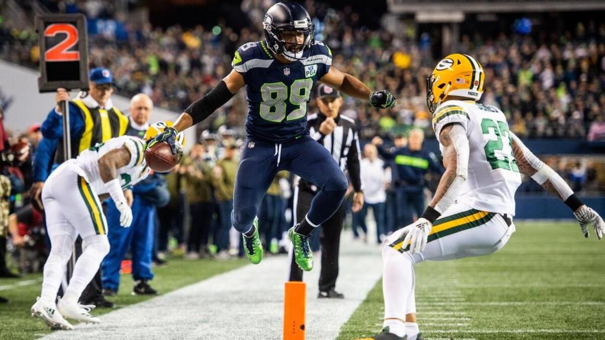 Seahawks wide receiver Doug Baldwin is knocked out of bounds in the second quarter of last week’s home win over Green Bay. The Pro Bowl veteran had a season-high seven catches in that game. He is questionable to play Sunday when Seattle plays at Carolina, but signs are he will play. .
