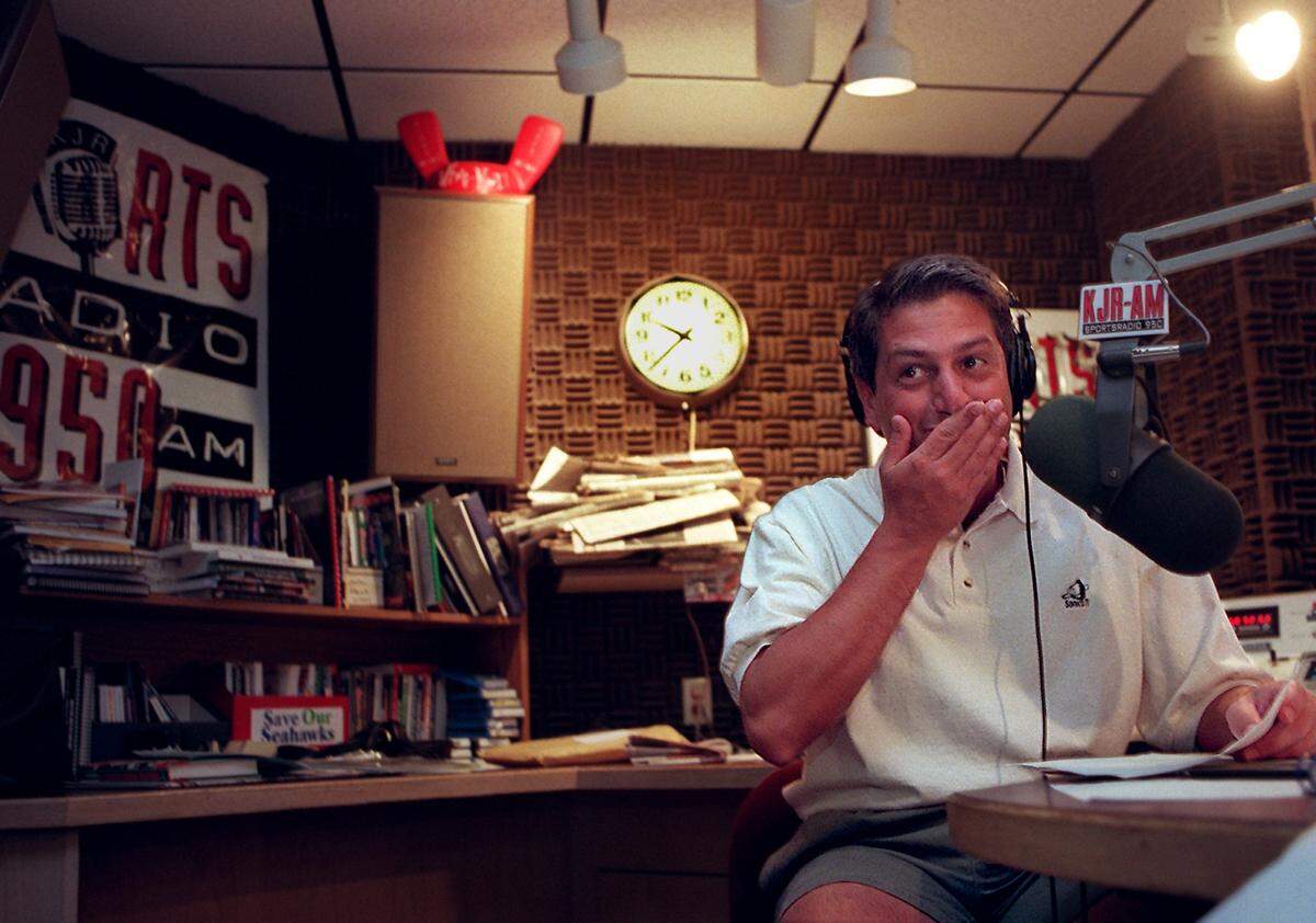 8/19/97 -- Mitch Levy, or better known to listeners of KJR sports talk radio as Mitch in the Morning, can say things that shock even his co-workers. (David Pierini/The News Tribune)(Reporter: Dave Boling)