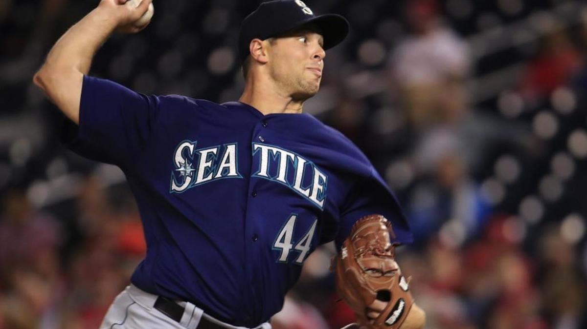 Seattle Mariners starting pitcher Sam Gaviglio (44) won his first major-league game Monday at Colorado, and also registered his first hit.