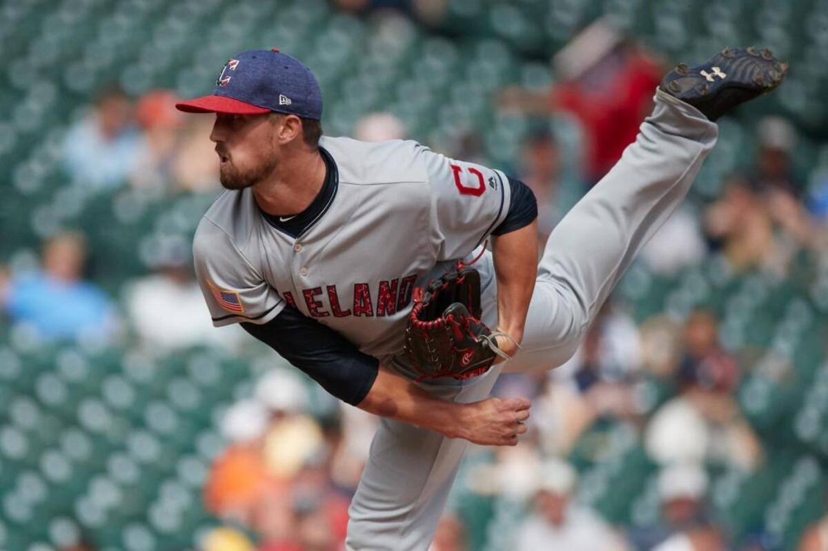 Cleveland Indians relief pitcher Shawn Armstrong pitches against the Detroit Tigers in the ninth inning of a baseball game in Detroit, Sunday, July 2, 2017. Cleveland won 11- 8. (AP Photo/Rick Osentoski)