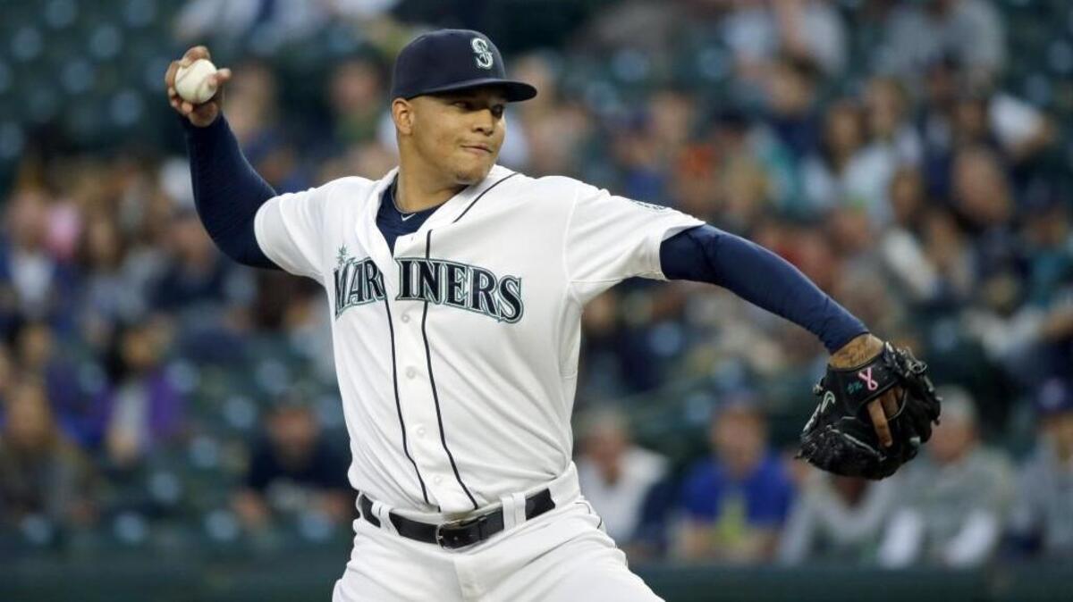 Seattle Mariners starting pitcher Taijuan Walker throws against the Texas Rangers during the first inning Sept. 8, 2015, in Seattle.