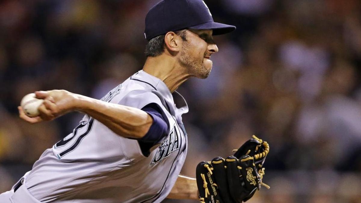 Mariners reliever Steve Cishek delivers during the ninth inning against the Pirates on July 26, 2016. Cishek was activated Monday after being placed on the 10-day disabled list on March 31 as he recovered from October surgery to repair a torn labrum in his left hip.
